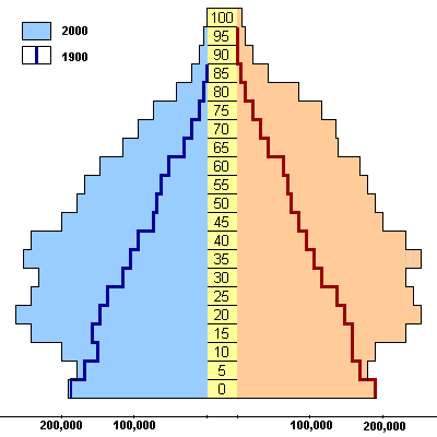 Demography: age pyramid of Switzerland's population